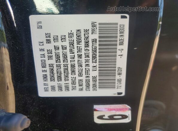 3CZRM3H50GG711355 2016 HONDA CR-V Black Widok komory silnika