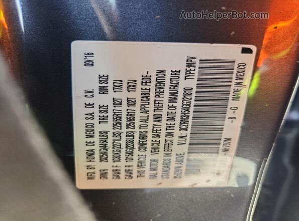 3CZRM3H54GG721810 2016 HONDA CR-V Gray Vista de la etiqueta del VIN