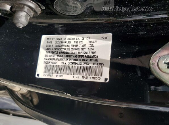 3CZRM3H58GG722572 2016 HONDA CR-V Black Vista interior de 360 grados