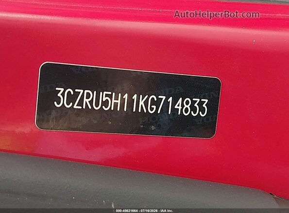 3CZRU5H11KG714833 2019 HONDA HR-V Red Engine compartment view