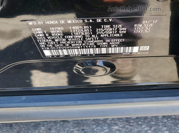 3CZRU5H50HM714478 2017 HONDA HR-V Black Вид наклейки з VIN-кодом
