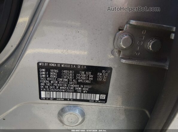 3CZRU5H50HM725691 2017 HONDA HR-V Silver Շարժիչի բաժամունքի տեսք