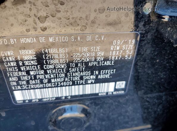 3CZRU6H10KG734609 2019 HONDA HR-V Black ძრავის განყოფილების ხედი