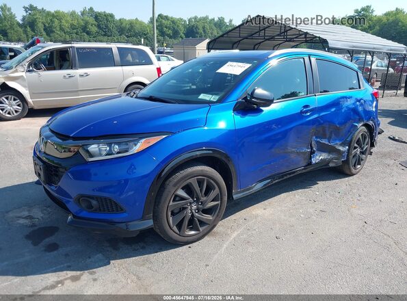 3CZRU6H10MM755626 2021 HONDA HR-V Blue წინა მარცხენა ხედი სამი მეოთხედიდან