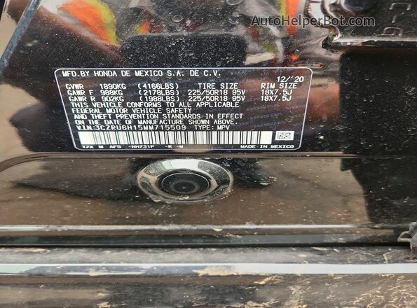 3CZRU6H15MM715509 2021 HONDA HR-V Black VIN sticker view