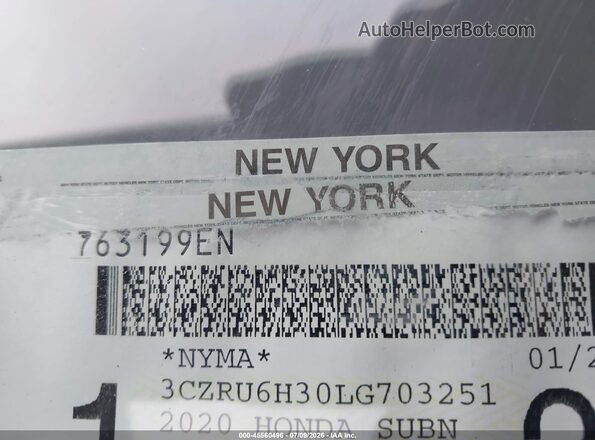 3CZRU6H30LG703251 2020 HONDA HR-V Gray 