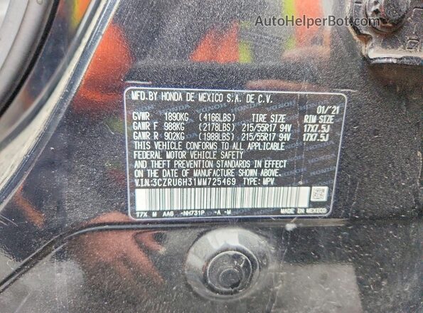 3CZRU6H31MM725469 2021 HONDA HR-V Black VIN կոդի պիտակի տեսք