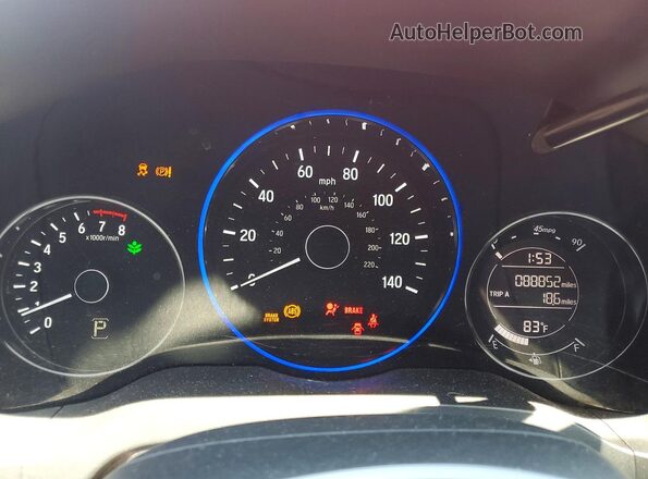 3CZRU6H32GM758291 2016 HONDA HR-V Red Instrument cluster view