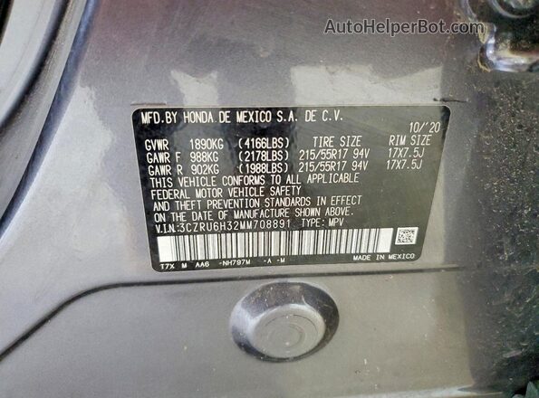 3CZRU6H32MM708891 2021 HONDA HR-V Gray სალონის 360-გრადუსიანი ხედი