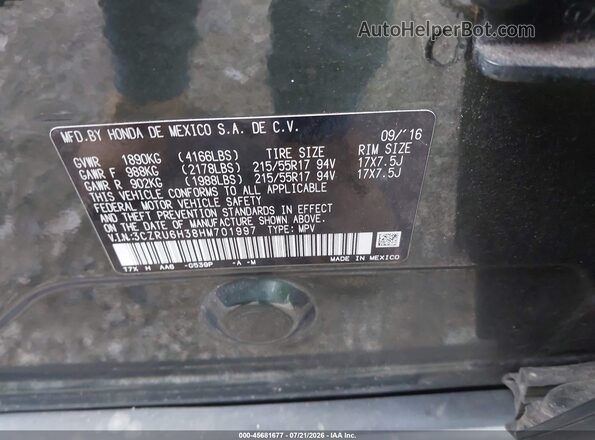 3CZRU6H38HM701997 2017 HONDA HR-V Green Widok komory silnika