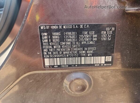 3CZRU6H52LM720152 2020 HONDA HR-V Purple Engine compartment view