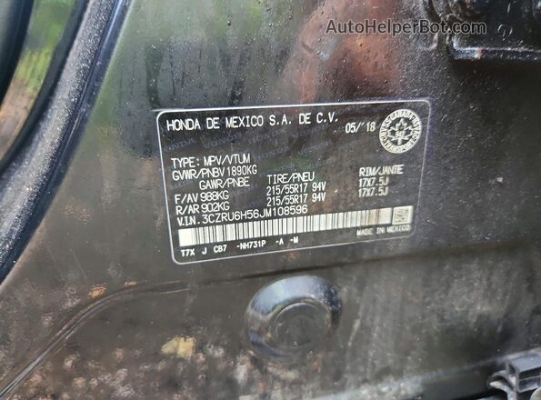 3CZRU6H56JM108596 2018 HONDA HR-V Black Widok naklejki z numerem VIN