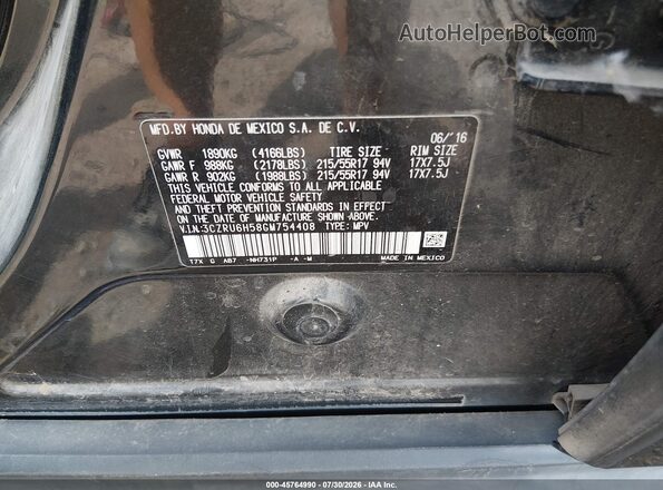 3CZRU6H58GM754408 2016 HONDA HR-V Black Widok komory silnika