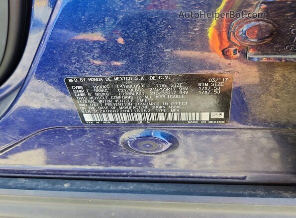 3CZRU6H72HM718362 2017 HONDA HR-V Blue სალონის 360-გრადუსიანი ხედი