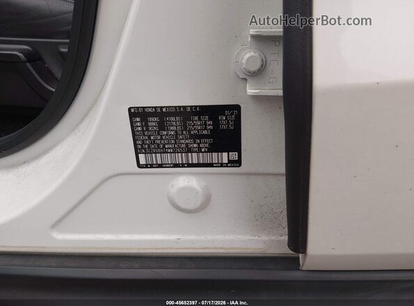 3CZRU6H74MM726537 2021 HONDA HR-V White Вид підкапотного простору