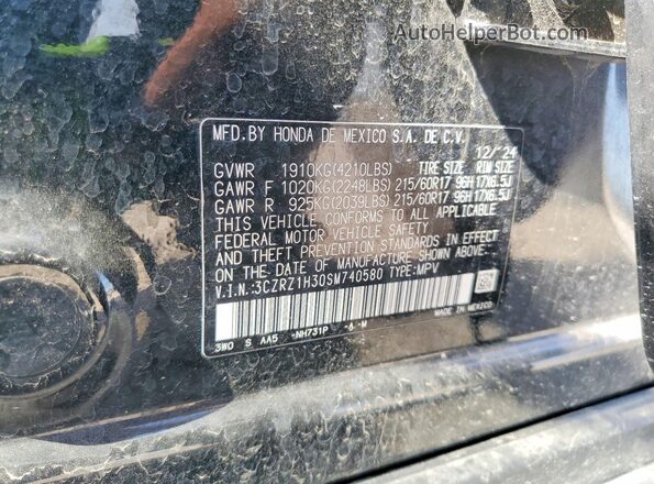 3CZRZ1H30SM740580 2025 HONDA HR-V Black VIN կոդի պիտակի տեսք