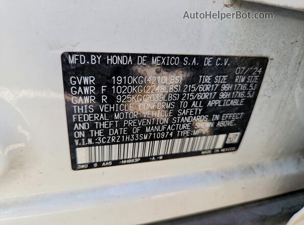 3CZRZ1H33SM710974 2025 HONDA HR-V White Vista del compartimento del motor