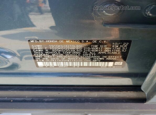 3CZRZ1H35PM716220 2023 HONDA HR-V Teal Vista de la etiqueta del VIN