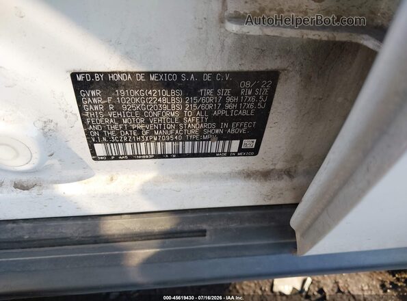 3CZRZ1H3XPM709540 2023 HONDA HR-V White Widok komory silnika