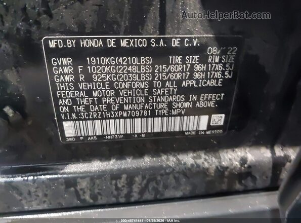 3CZRZ1H3XPM709781 2023 HONDA HR-V Black ძრავის განყოფილების ხედი