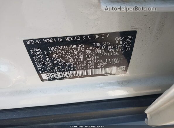 3CZRZ1H54TM707746 2026 HONDA HR-V White Engine compartment view