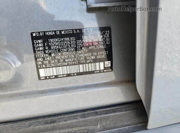 3CZRZ1H55RM700443 2024 HONDA HR-V Серый Вид подкапотного пространства
