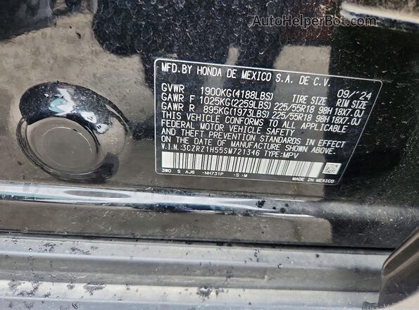 3CZRZ1H55SM721346 2025 HONDA HR-V Black VIN կոդի պիտակի տեսք