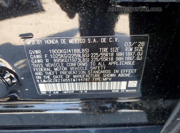 3CZRZ1H55TM744787 2026 HONDA HR-V Black Շարժիչի բաժամունքի տեսք