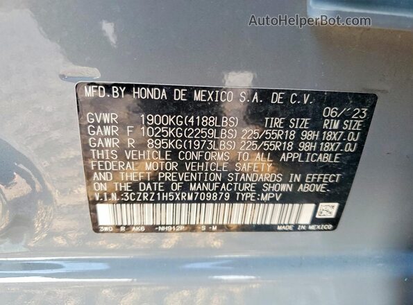 3CZRZ1H5XRM709879 2024 HONDA HR-V Серый Вид подкапотного пространства