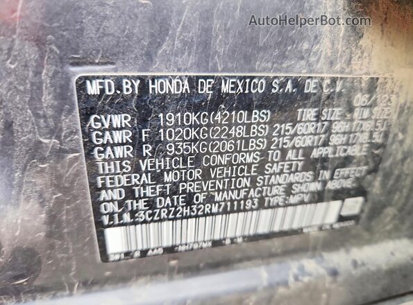 3CZRZ2H32RM711193 2024 HONDA HR-V Gray Vista del compartimento del motor