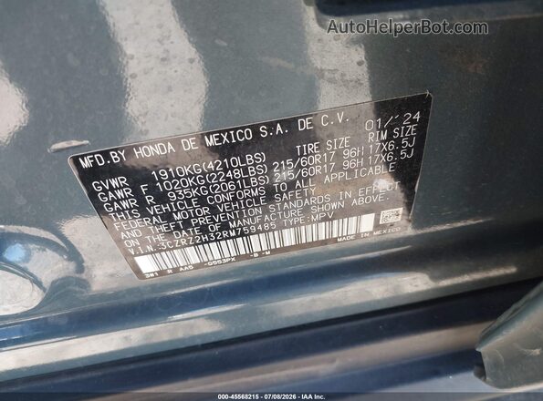 3CZRZ2H32RM759485 2024 HONDA HR-V Blue Вид підкапотного простору