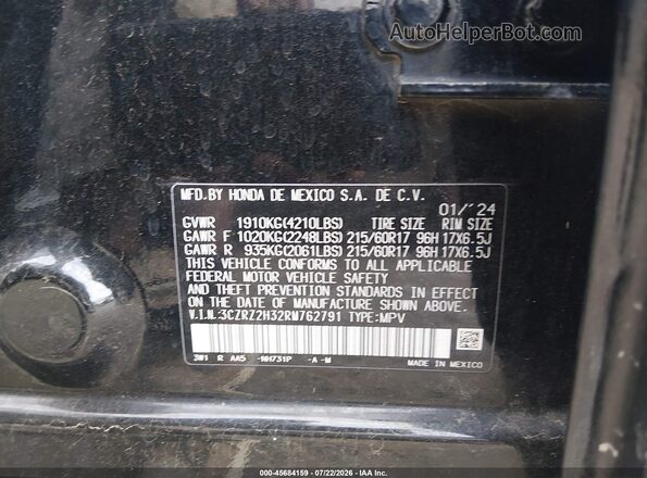 3CZRZ2H32RM762791 2024 HONDA HR-V Black Շարժիչի բաժամունքի տեսք