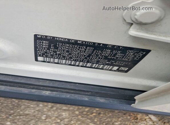3CZRZ2H33SM710138 2025 HONDA HR-V White Вид наклейки з VIN-кодом