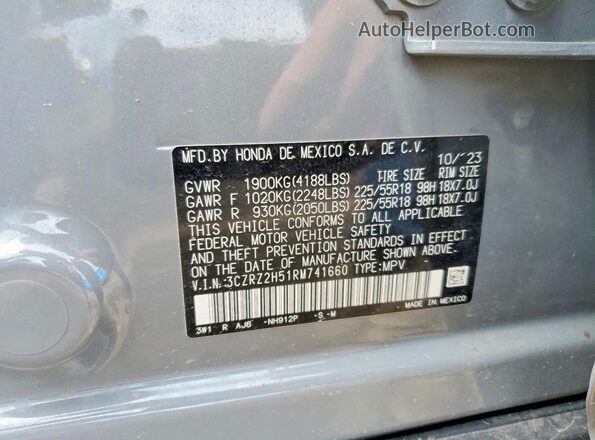 3CZRZ2H51RM741660 2024 HONDA HR-V Серый Вид подкапотного пространства