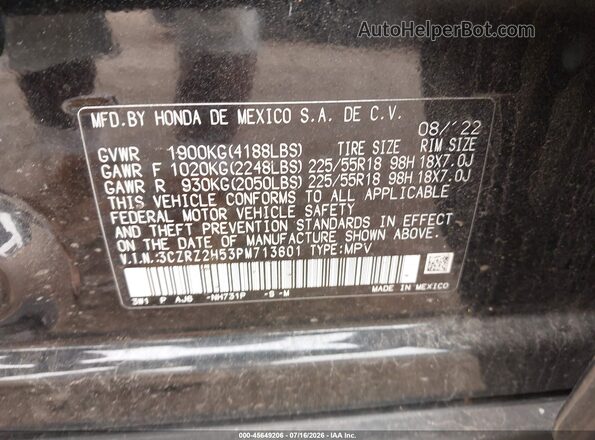 3CZRZ2H53PM713601 2023 HONDA HR-V Black Вид підкапотного простору