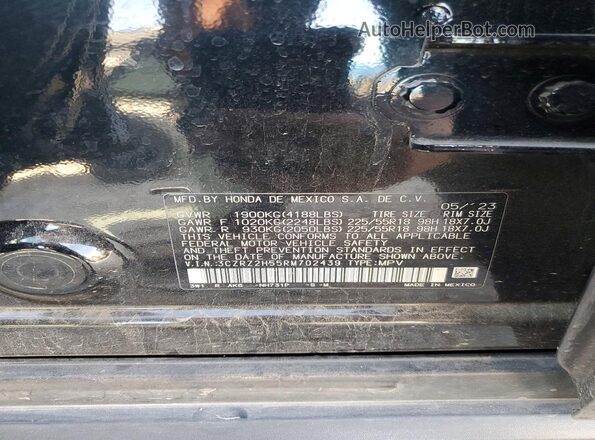 3CZRZ2H55RM702439 2024 HONDA HR-V Black Vista del compartimento del motor