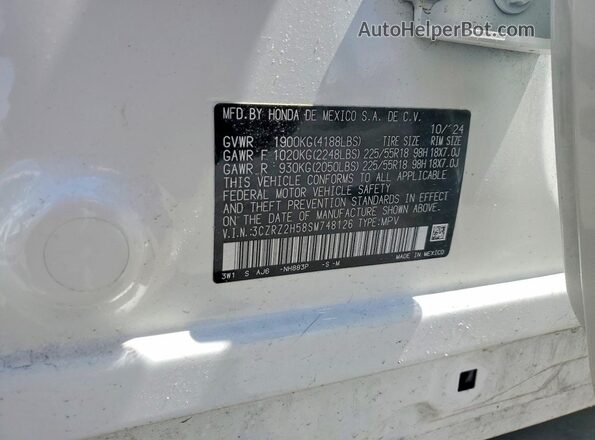 3CZRZ2H58SM748126 2025 HONDA HR-V Белый Вид наклейки с VIN-кодом