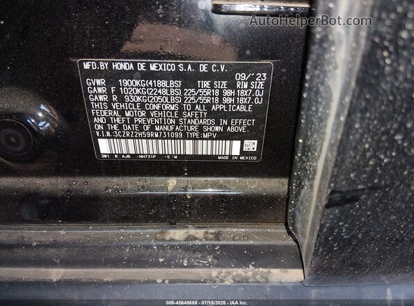 3CZRZ2H59RM731099 2024 HONDA HR-V Черный Вид подкапотного пространства