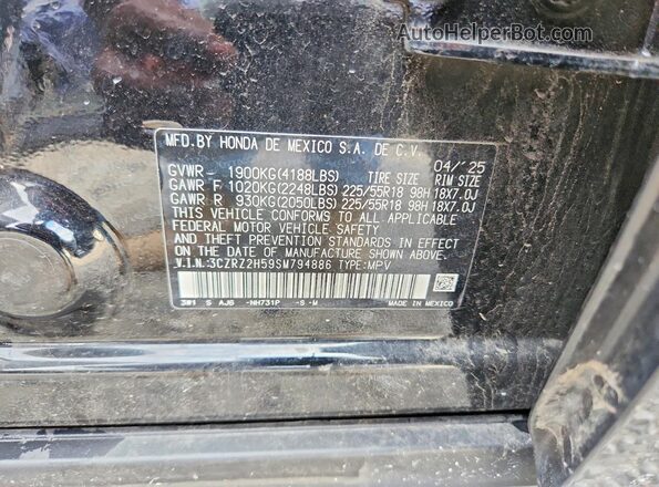 3CZRZ2H59SM794886 2025 HONDA HR-V Black VIN sticker view