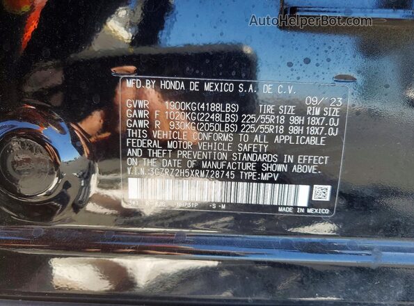 3CZRZ2H5XRM728745 2024 HONDA HR-V Black Вид підкапотного простору
