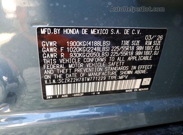 3CZRZ2H78TM771229 2026 HONDA HR-V Green Սալոնի 360 աստիճան տեսք