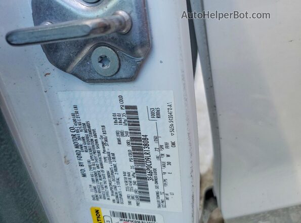 3FA6P0CD9LR138084 2020 FORD FUSION White Вид підкапотного простору
