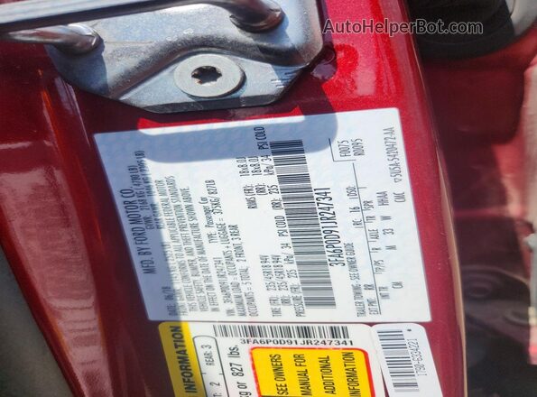3FA6P0D91JR247341 2018 FORD FUSION Maroon Вид підкапотного простору