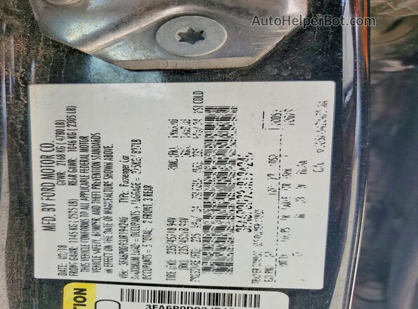 3FA6P0D93JR194240 2018 FORD FUSION Black ძრავის განყოფილების ხედი