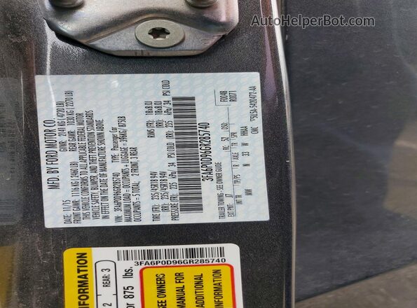 3FA6P0D96GR285740 2016 FORD FUSION Gray Widok komory silnika