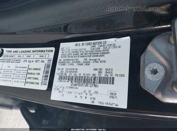 3FA6P0D97JR137961 2018 FORD FUSION Black Vista del compartimento del motor