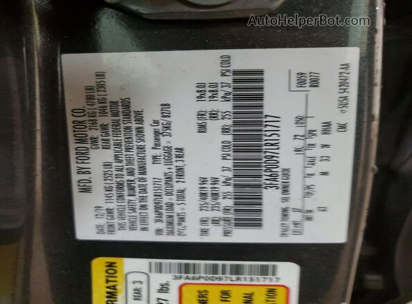 3FA6P0D97LR151717 2020 FORD FUSION Gray Вид підкапотного простору