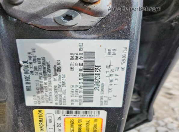 3FA6P0G72GR183541 2016 FORD FUSION Charcoal Vista del compartimento del motor