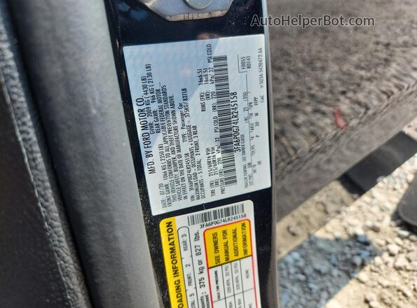 3FA6P0G74LR245158 2020 FORD FUSION Black ძრავის განყოფილების ხედი