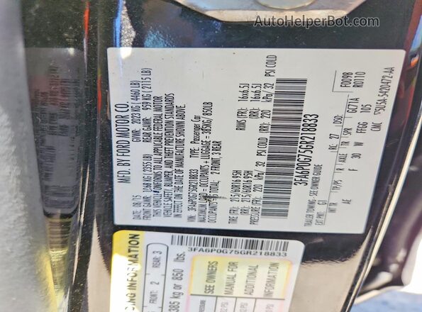 3FA6P0G75GR218833 2016 FORD FUSION Black Engine compartment view